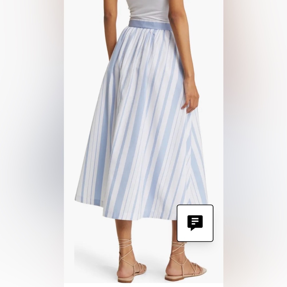 Nordstrom Signature Variegated Blue and White Striped Poplin Skirt with Pockets - Picture 3 of 9